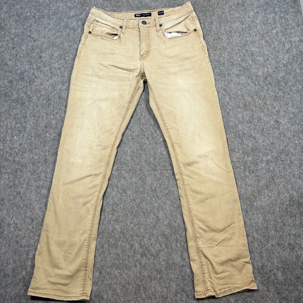 BKE Jake Straight Pants Men's Size 34x32 Beige Tan Comfort Stretch Chinos Casual